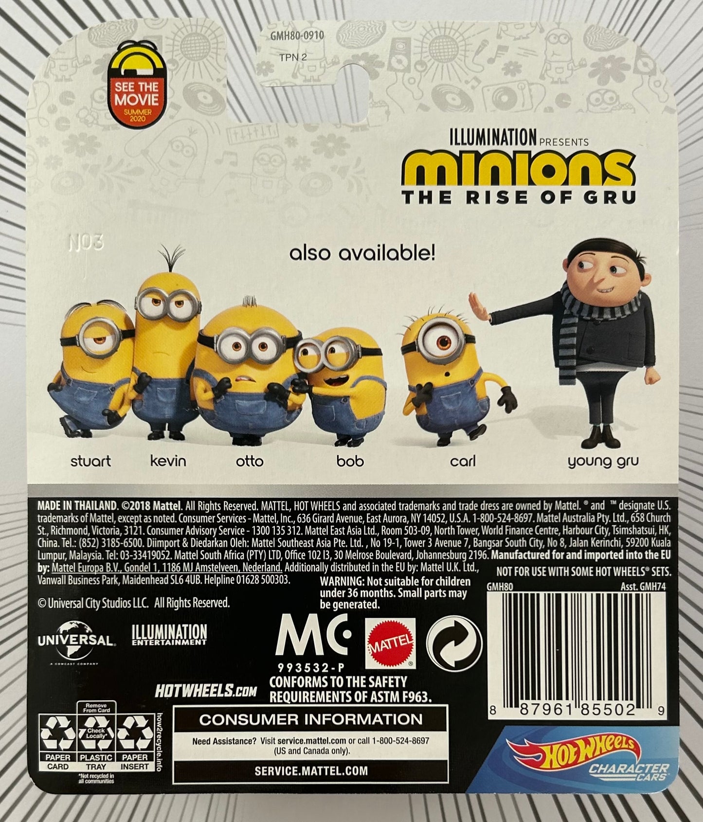 Mattel Hot Wheels Diecast Character Cars 1:64 - Kevin Minions: The Rise of Gru 2/6