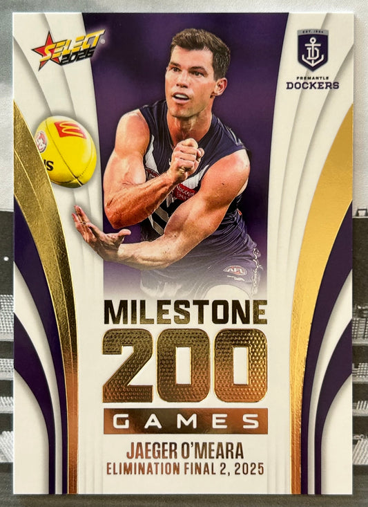 Select AFL Footy Stars 2026 - JAEGER O'MEARA (FREMANTLE DOCKERS) Milestone 200 Games MG37