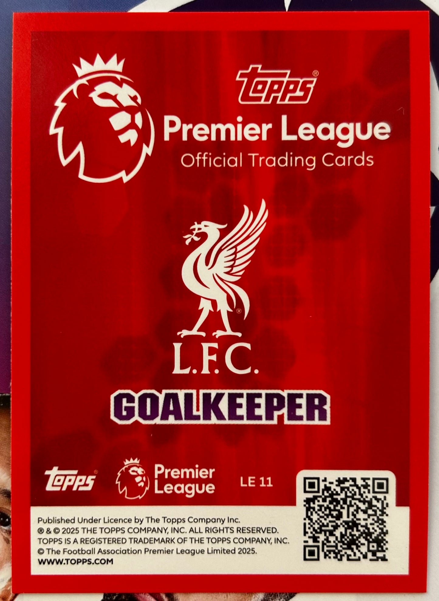 Topps Premier League 2026 Debut Edition - ALISSON (LIVERPOOL) Classic Limited Edition LE11