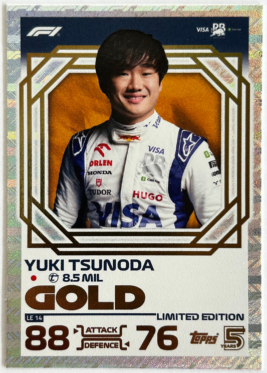 Topps F1 Turbo Attax 2024 - YUKI TSUNODA (VCARB) Gold Limited Edition LE14