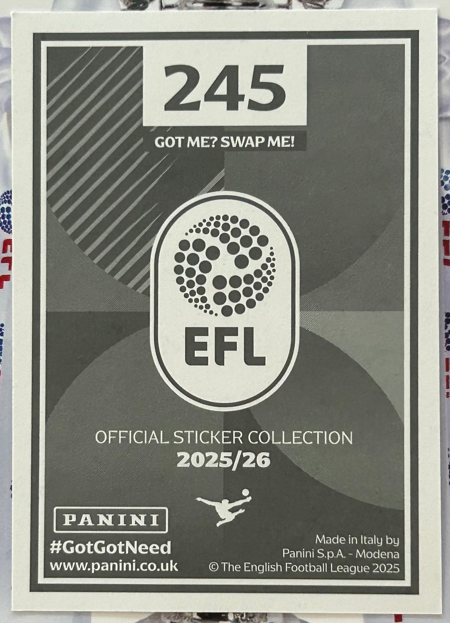 Panini EFL 2025-26 Sticker Collection - DAVID McGOLDRICK (BARNSLEY) Elite #245