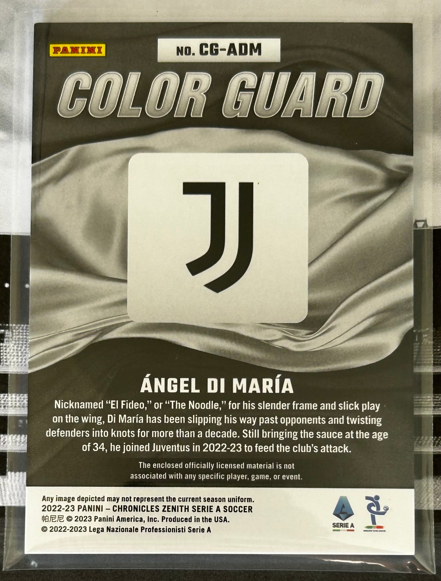 2022-23 Panini Chronicles Zenith Serie A Soccer - ANGEL DI MARIA (JUVENTUS) Colour Guard Patch CG-ADM /99
