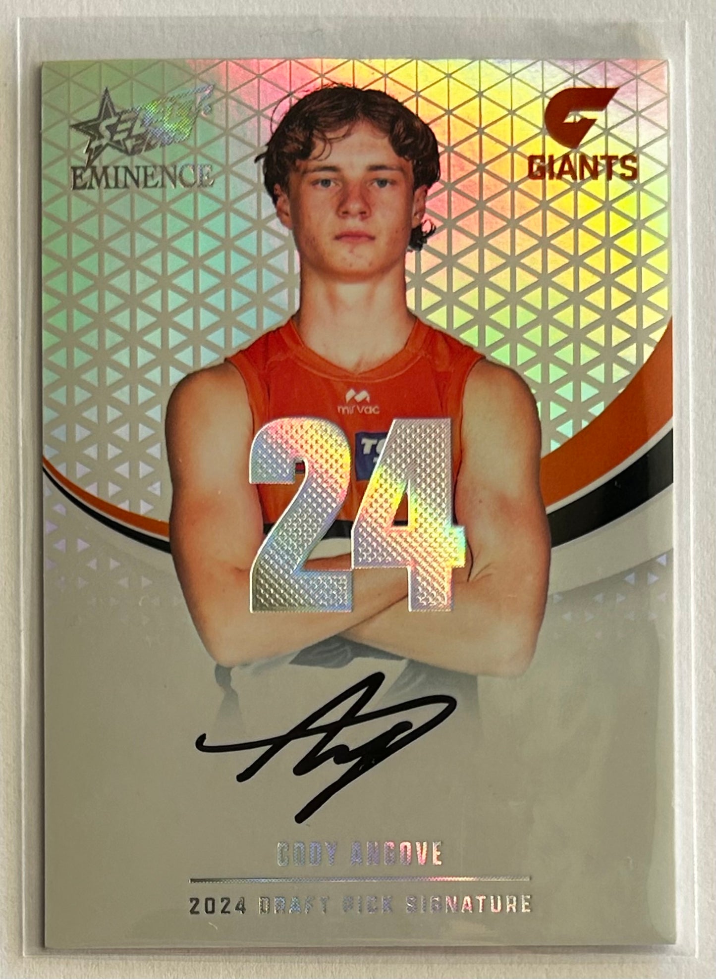 2025 AFL Select Eminence - CODY ANGOVE (GWS GIANTS) Draft Pick Signature Platinum /40 DPSP24