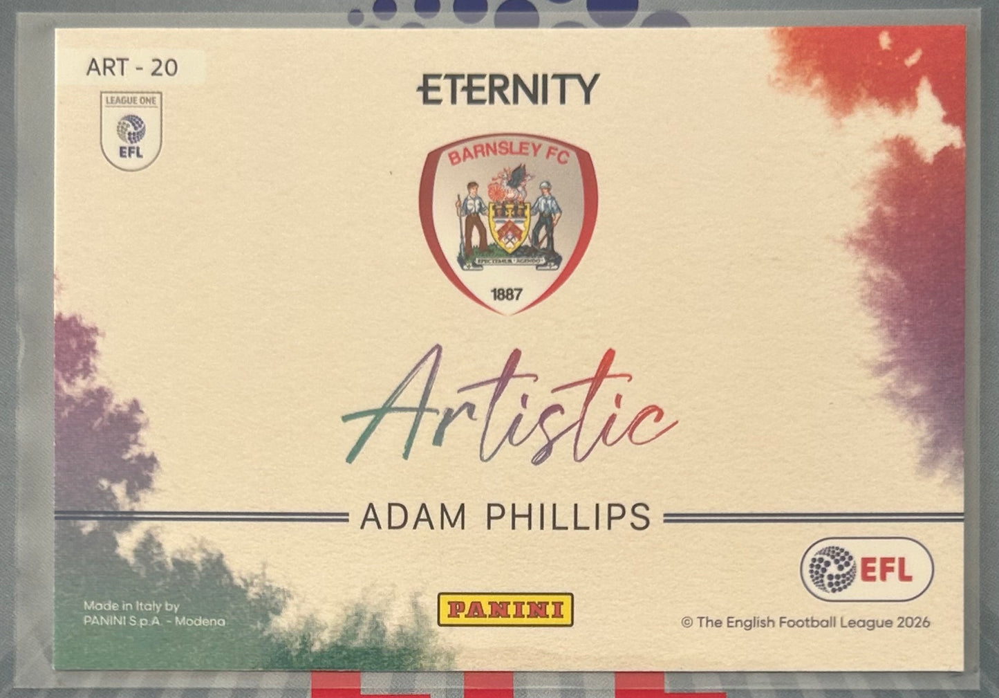 Panini EFL Eternity 2025-26 - ADAM PHILLIPS (BARNSLEY) Artistic ART-20