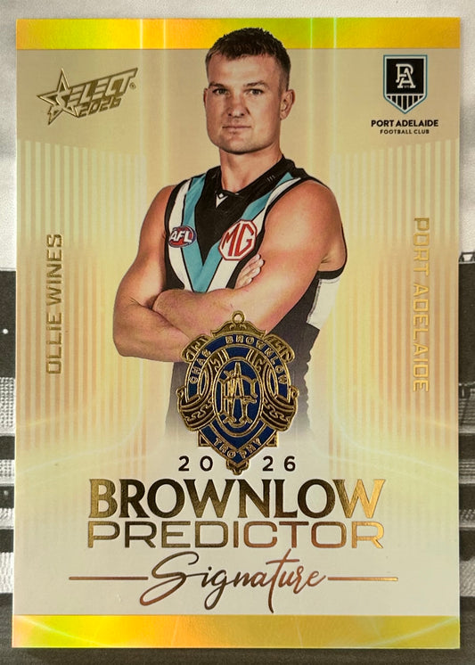 Select AFL Footy Stars 2026 - OLLIE WINES (PORT ADELAIDE) Brownlow Medal Predictor Signature Gold BPSG64