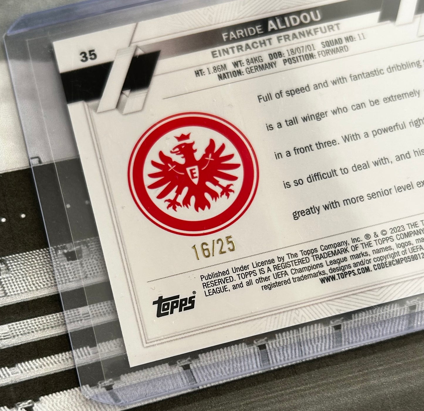 Topps UEFA Club Competitions 1st Edition 2022-23 - FARIDE ALIDOU (EINTRACHT FRANKFURT) RC Rookie Orange Parallel #35 /25