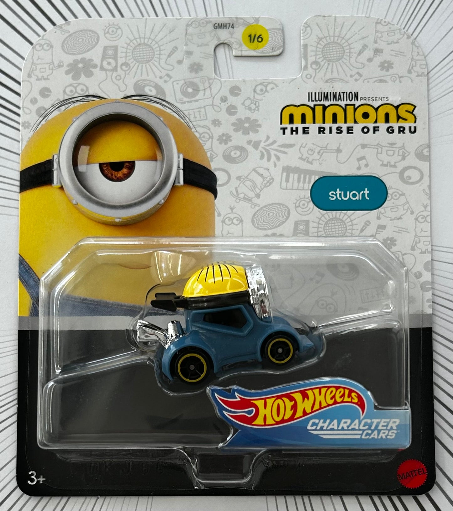 Mattel Hot Wheels Diecast Character Cars 1:64 - Stuart Minions: The Rise of Gru 1/6