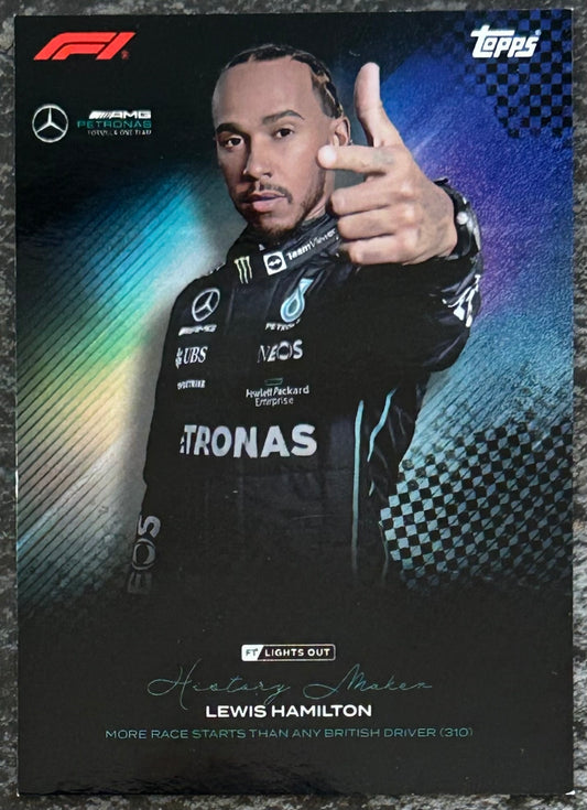 2022 Topps F1 Lights Out - LEWIS HAMILTON (MERCEDES) History Maker - Most Race Starts of Any British Driver