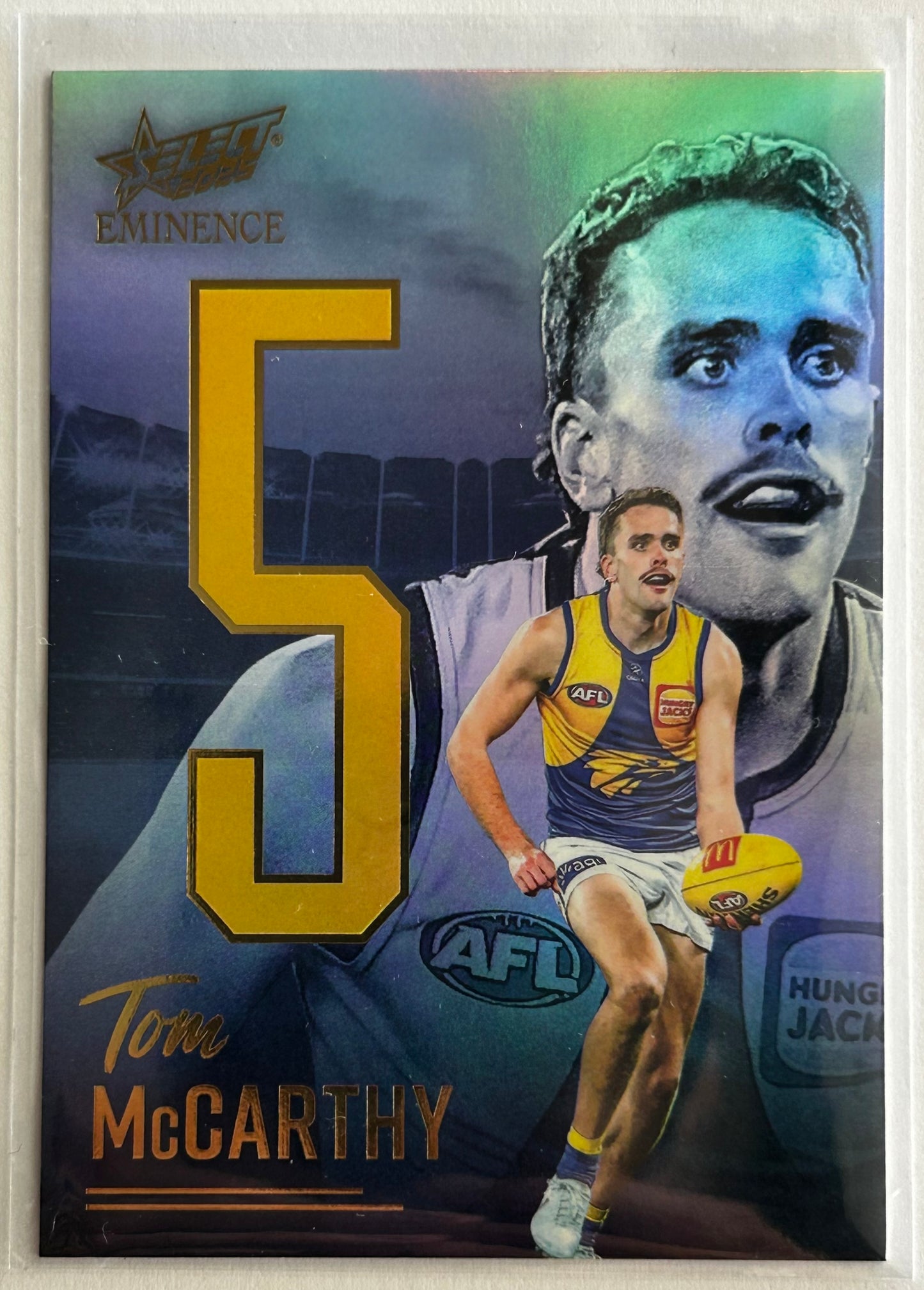 2025 AFL Select Eminence - TOM McCARTHY (WEST COAST EAGLES) Nameplate Gold '5' /115 NG671