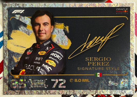 Topps F1 Turbo Attax 2024 - SERGIO PEREZ (ORACLE RED BULL) Signature Style Holo Foil #18