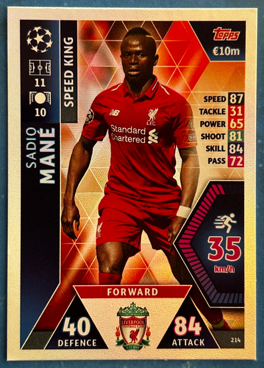 Topps Match Attax UEFA Champions League 2018-19 - SADIO MANE (LIVERPOOL) Speed King Foil Insert #214