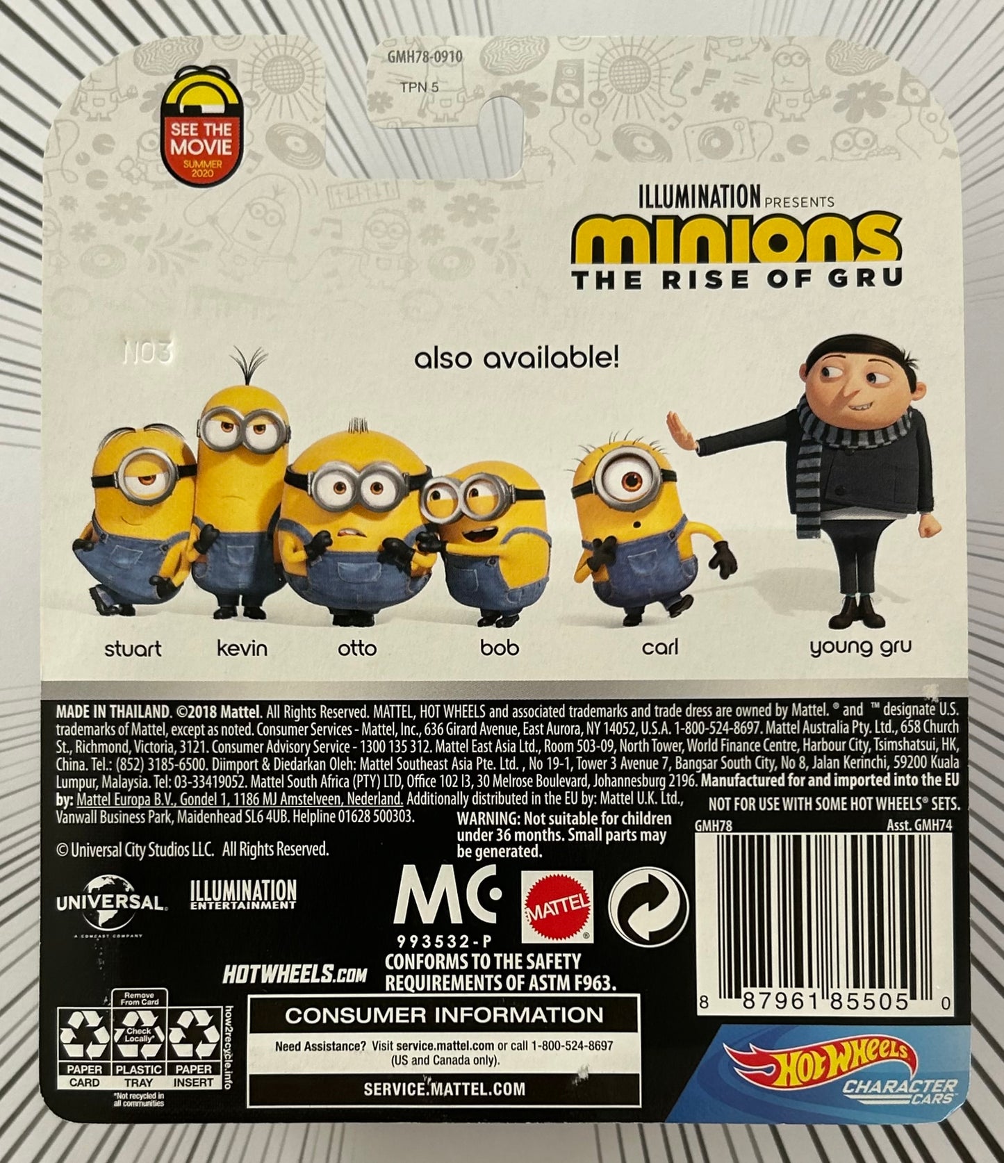 Mattel Hot Wheels Diecast Character Cars 1:64 - Bob Minions: The Rise of Gru 4/6