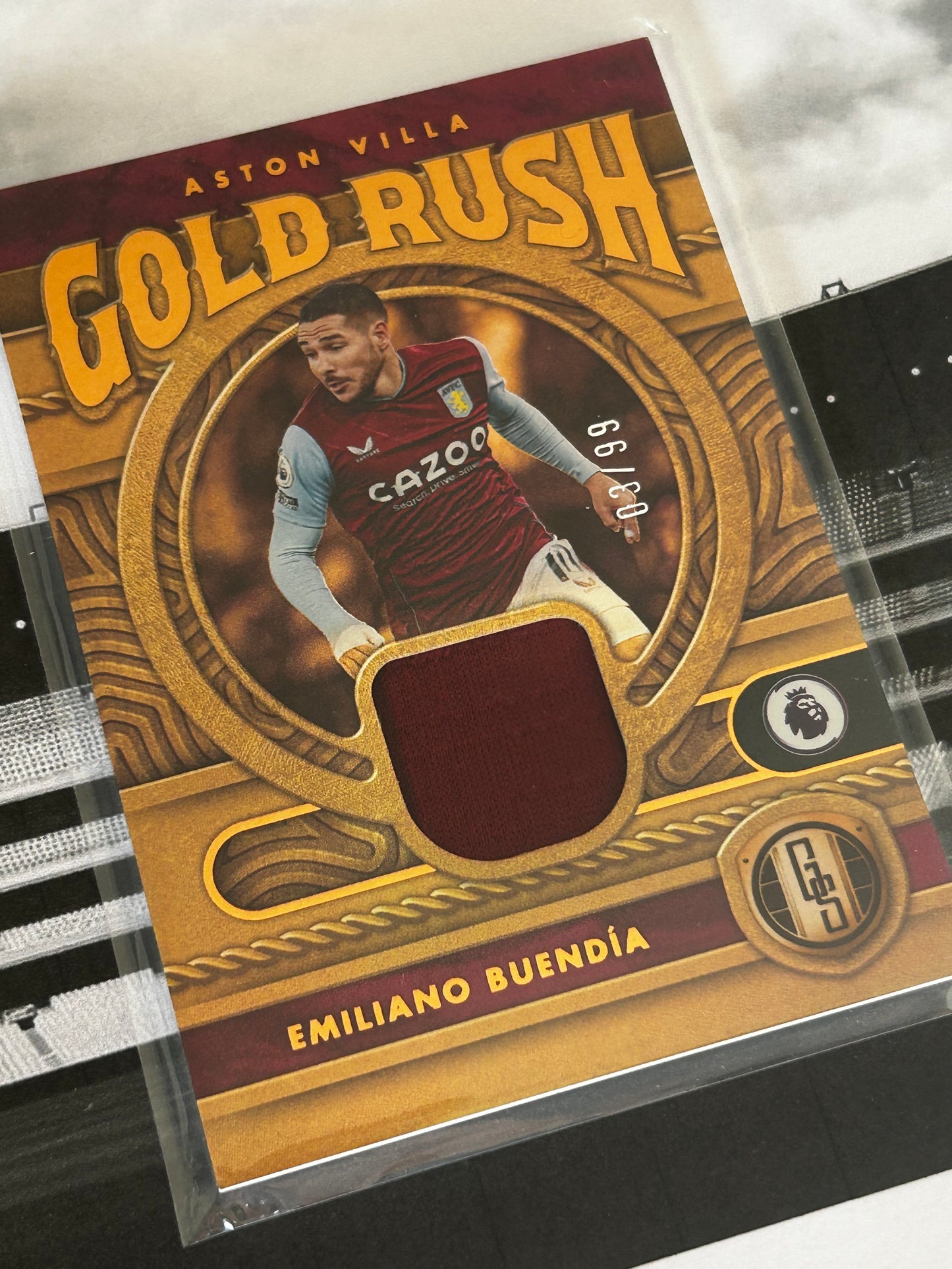 2022-23 Panini Chronicles Gold Standard Premier League Soccer - EMILIANO BUENDIA (ASTON VILLA) Gold Rush Patch GR-EBU /99