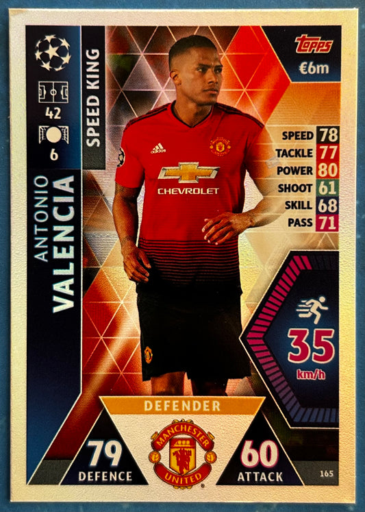 Topps Match Attax UEFA Champions League 2018-19 - ANTONIO VALENCIA (MANCHESTER UNITED) Speed King Foil Insert #165