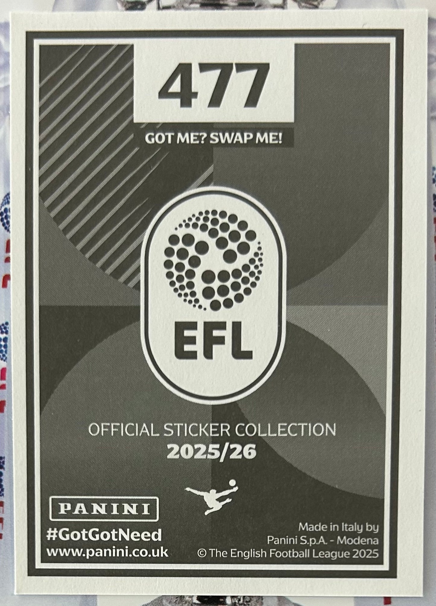 Panini EFL 2025-26 Sticker Collection - RONAN KPAKIO (CARDIFF CITY) One To Watch #477