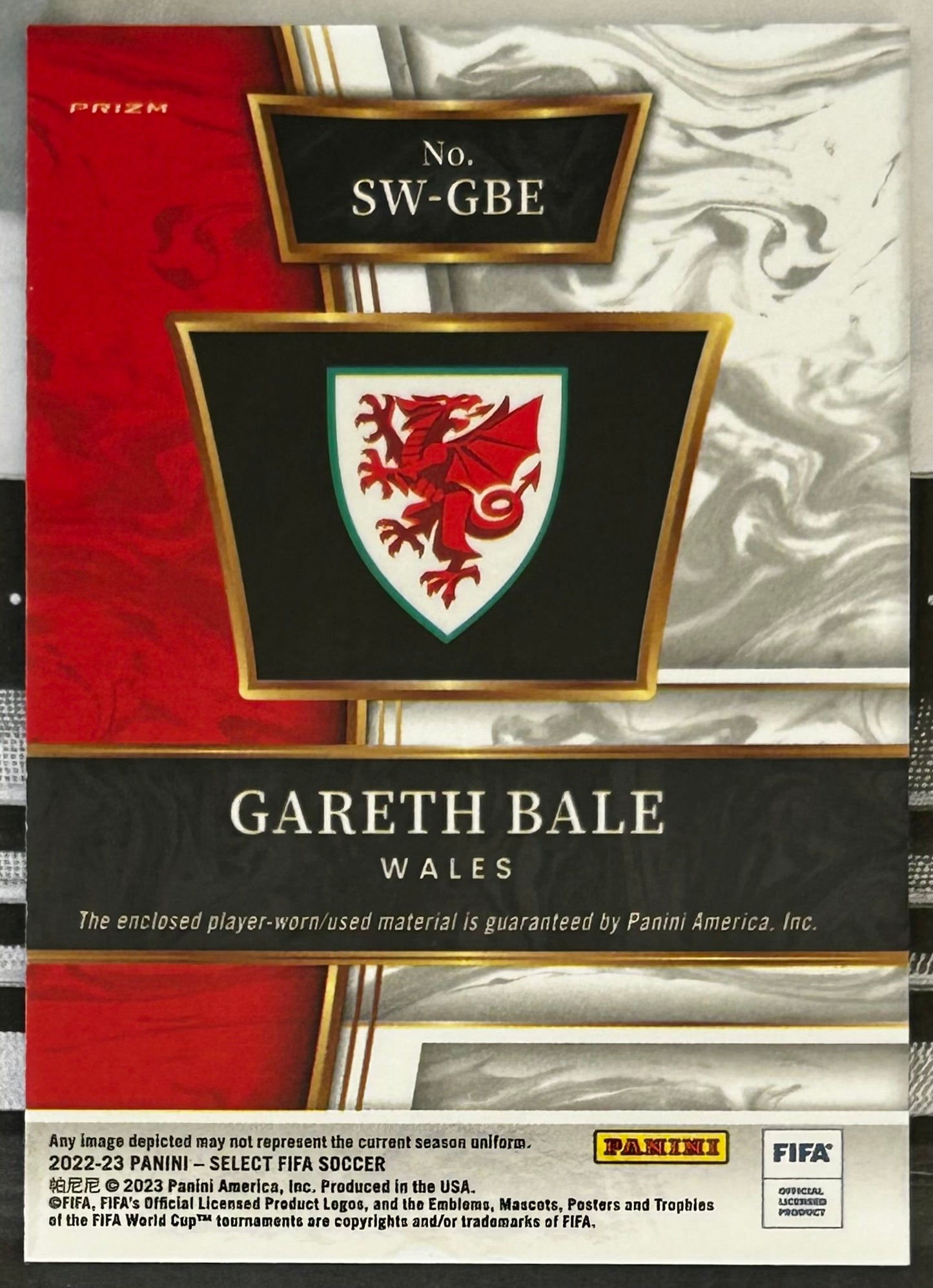 2022-23 Panini Select FIFA Soccer - GARETH BALE (WALES) Player-Worn Patch Prizm #SW-GBE