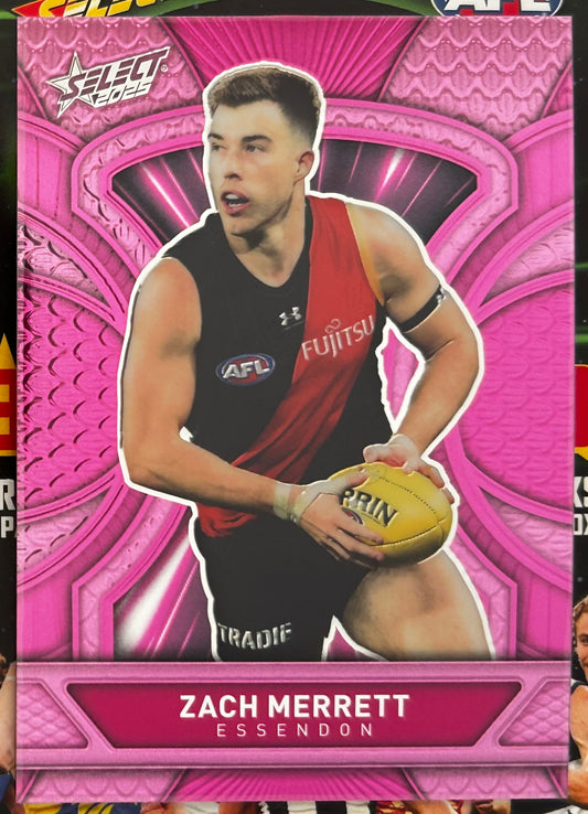 Select AFL 2025 Footy Stars - ZACH MERRETT (ESSENDON) Pink Dragon Scales LDP24