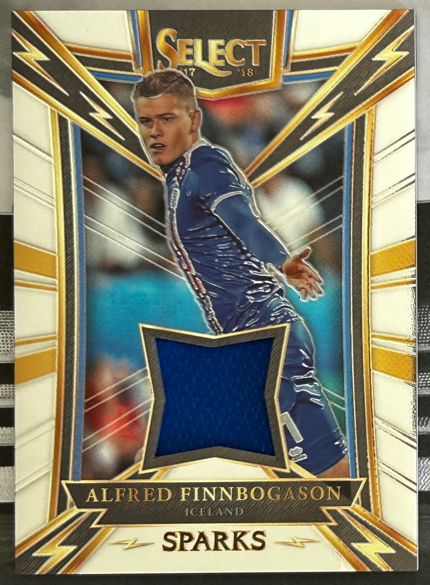 2017-18 Panini Select Soccer - ALFRED FINNBOGASON (ICELAND) Sparks Player-Worn Patch SP-AF