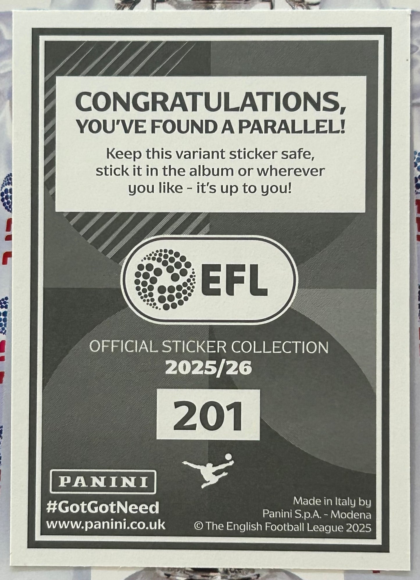 Panini EFL 2025-26 Sticker Collection - JAKE COOPER (MILLWALL) Gold Captain Parallel #201