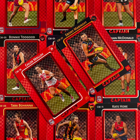 AFLW Teamcoach 2025 Trading Card Collection - Single MACCAS WOMEN'S CAPTAINS RED Cards (CW-01 to CW-18)