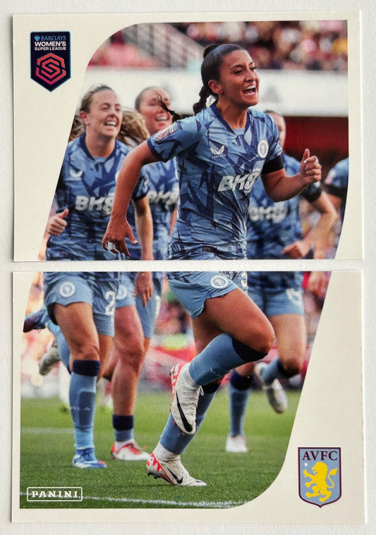 Panini Barclays Women's Super League 2024 - ASTON VILLA TEAM TRIUMPH Stickers #284 & #285