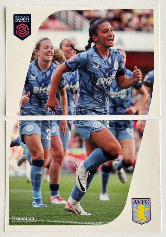 Panini Barclays Women's Super League 2024 - ASTON VILLA TEAM TRIUMPH Stickers #284 & #285