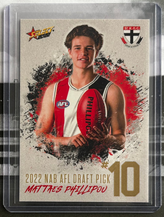 Select AFL 2022 nab Rising Star - MATTAES PHILLIPOU (ST KILDA) Draft Pick No. 10 DP10 /255