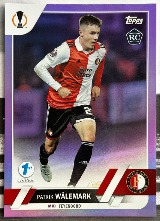 Topps UEFA Club Competitions 1st Edition 2022-23 - PATRIK WALEMARK (FEYENOORD) RC Rookie Purple Parallel #182 /30