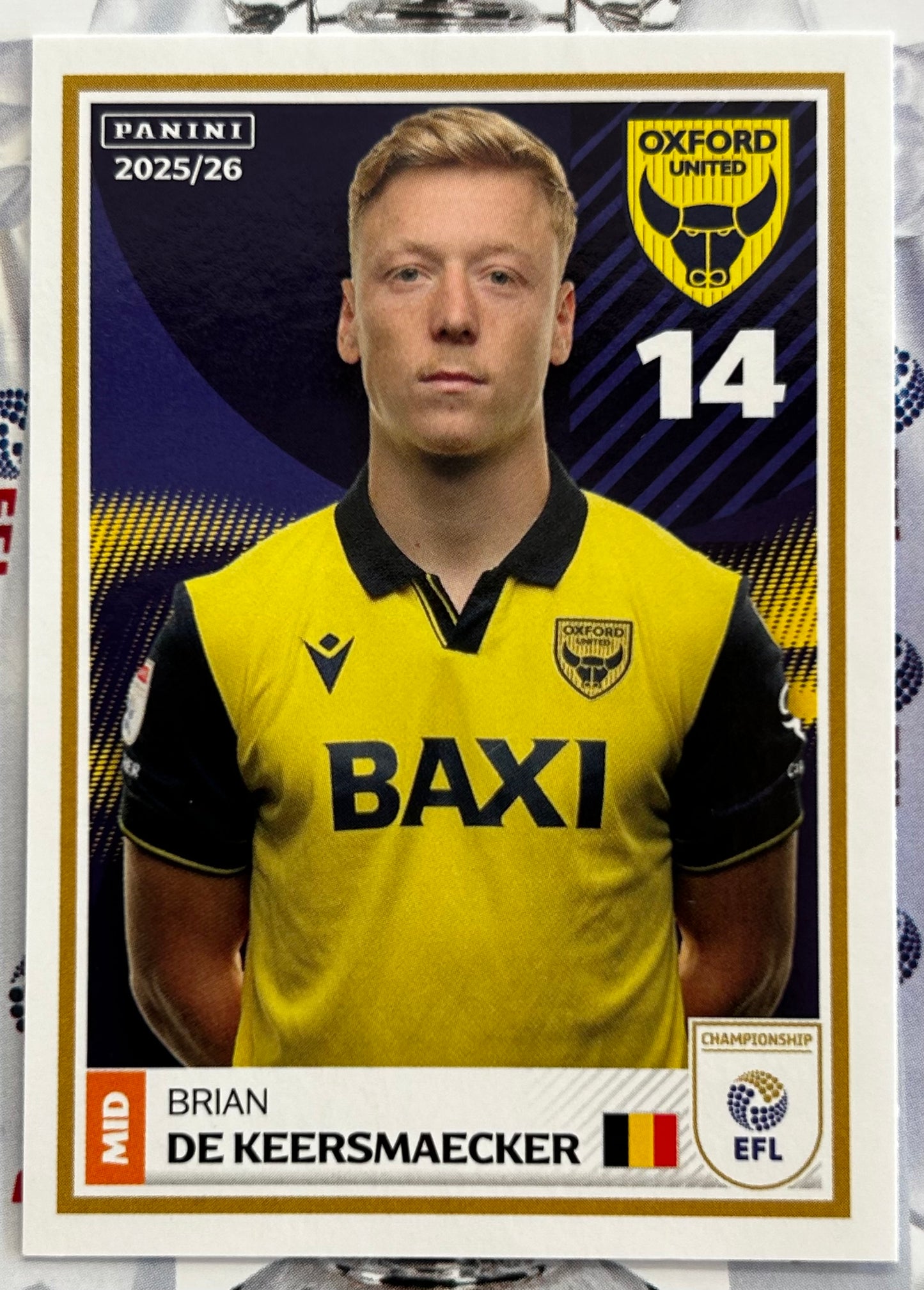 Panini EFL 2025-26 Sticker Collection - Single OXFORD UNITED Stickers (#257 - #274)