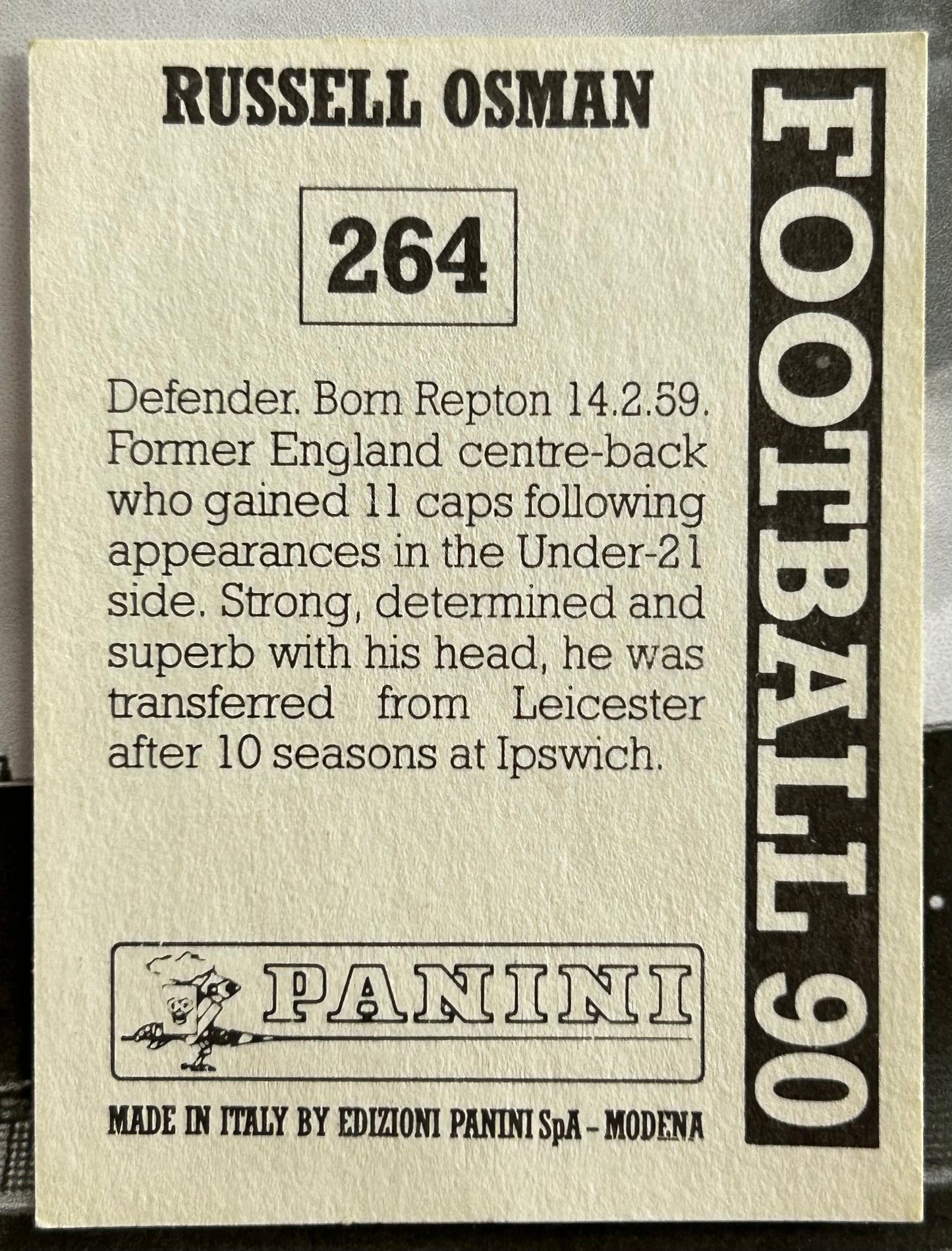 Panini Football 90 Sticker - RUSSELL OSMAN (SOUTHAMPTON) #264