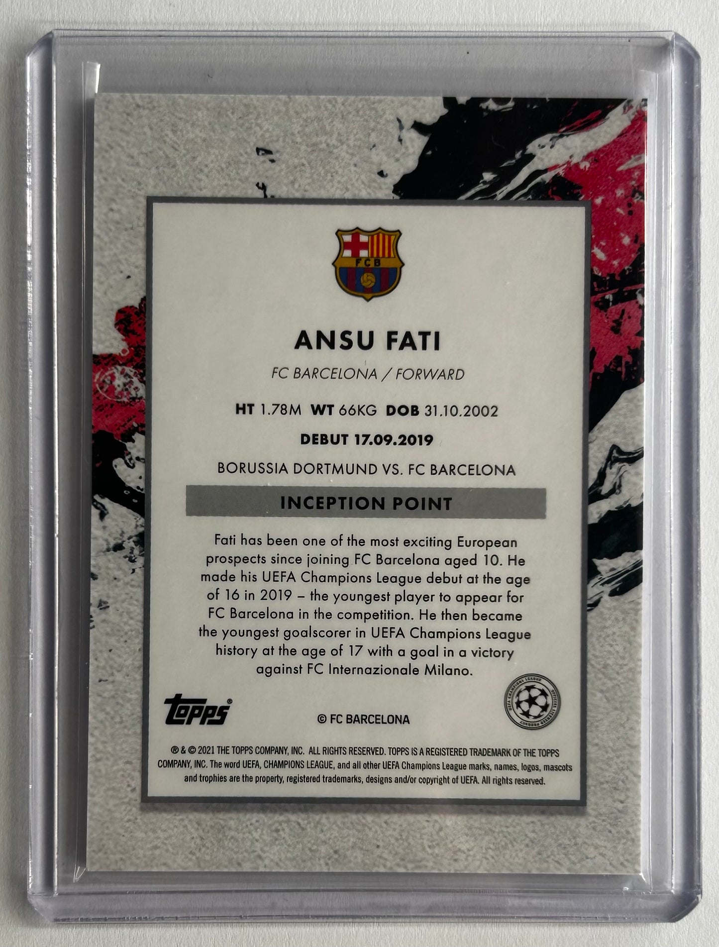 2020-21 Topps Inception UCL - ANSU FATI (FC BARCELONA) Succession