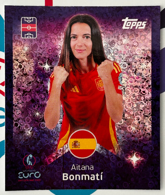 Topps UEFA Women's EURO 2025 Sticker Collection - AITANA BONMATI (SPAIN) Shining Stars Holo Foil #157