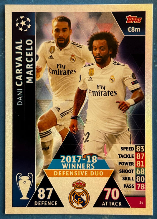 Topps Match Attax UEFA Champions League 2018-19 - DANI CARVAJAL & MARCELO (REAL MADRID) Defensive Duo Foil Insert #54