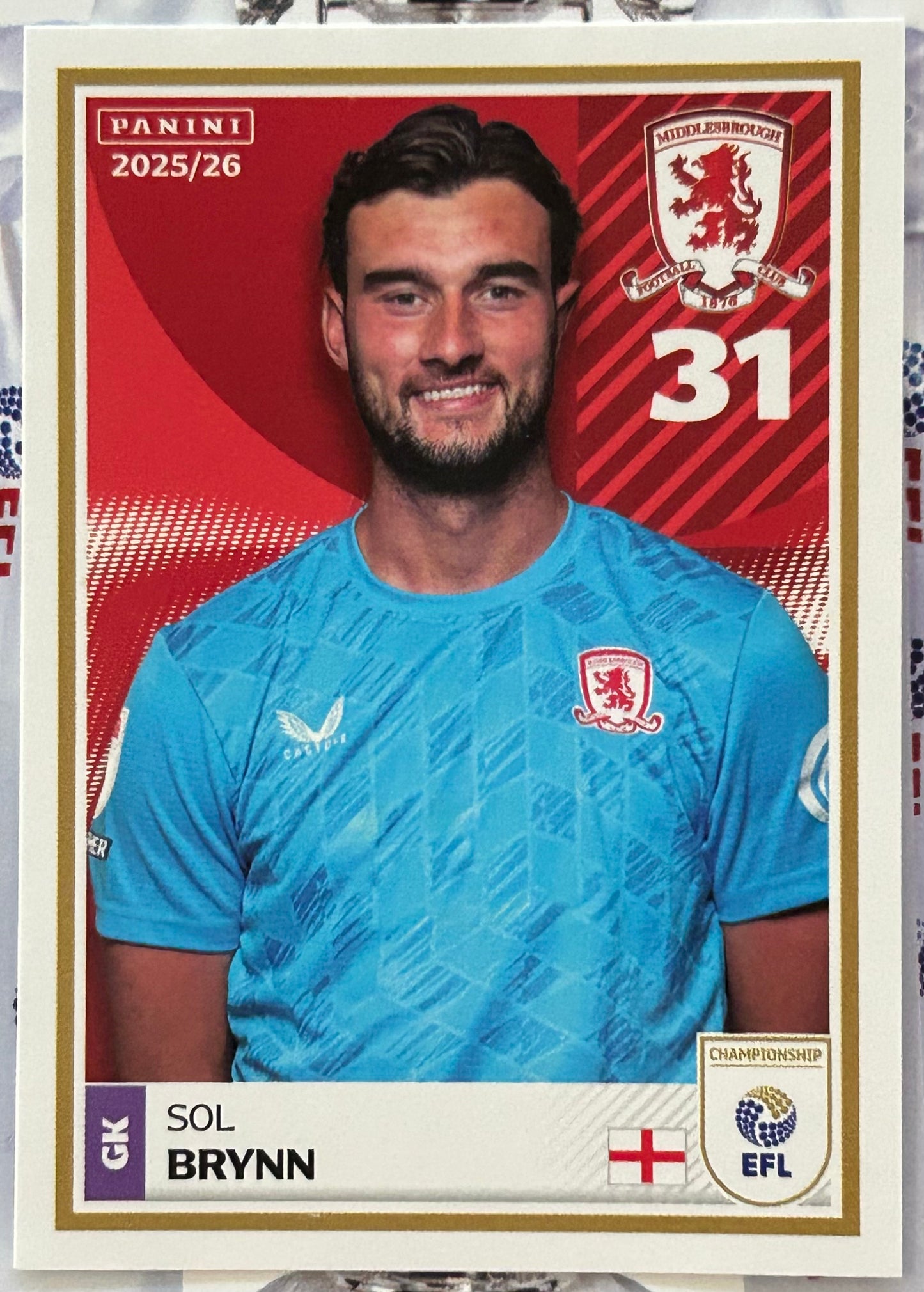 Panini EFL 2025-26 Sticker Collection - Single MIDDLESBROUGH Stickers (#179 - #196)