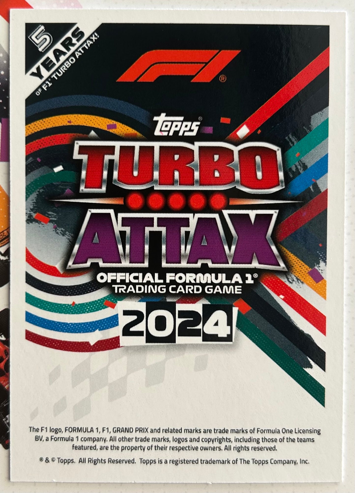 Topps F1 Turbo Attax 2024 - 5 YEARS OF TURBO ATTAX <Bottas-Sainz-Hamilton-Gasly-Magnussen> #221 *Rare UK Version*