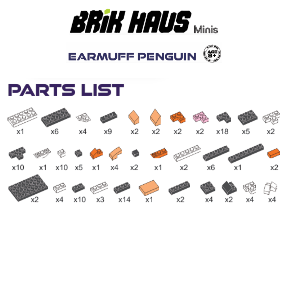 Brik Haus Mini Builds - EARMUFF PENGUIN (148 pcs) Age 8+