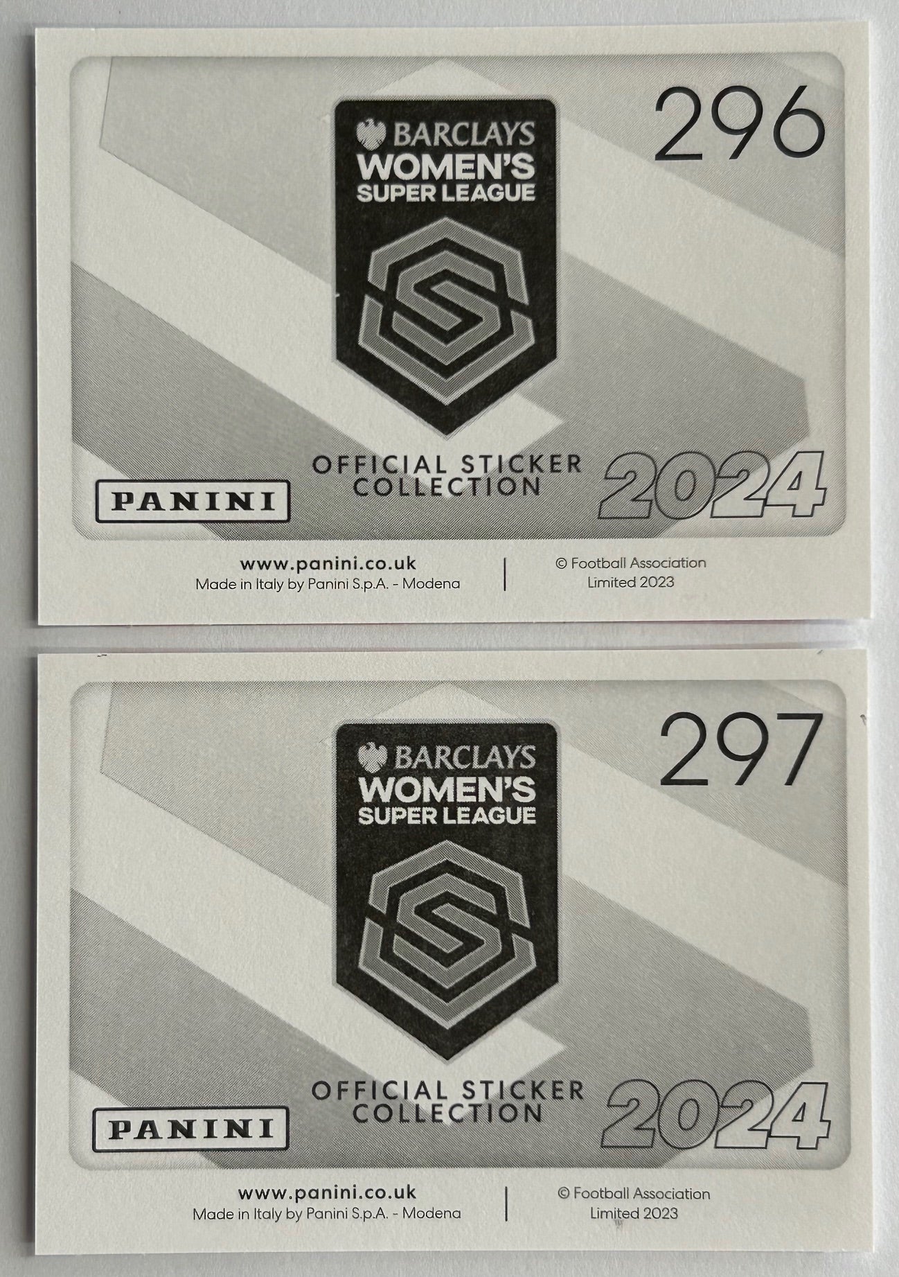 Panini Barclays Women's Super League 2024 - BRISTOL CITY TEAM TRIUMPH Stickers #296 & #297