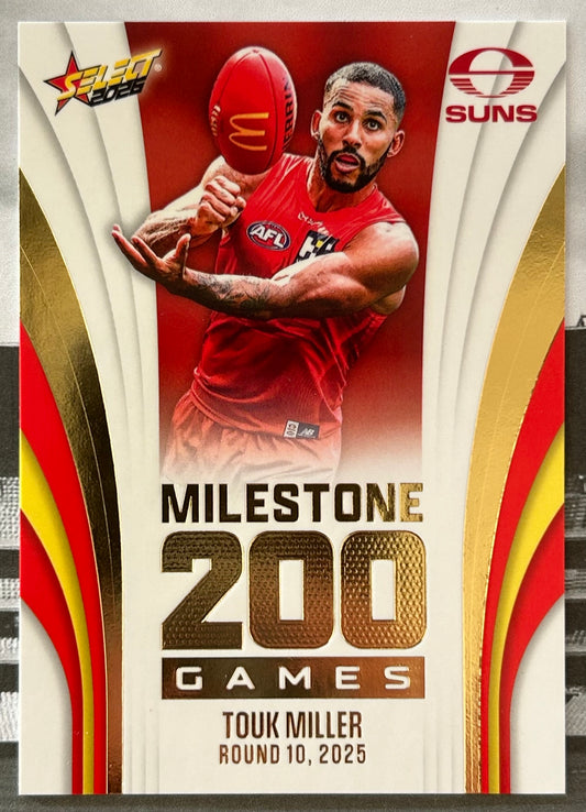 Select AFL Footy Stars 2026 - TOUK MILLER (GOLD COAST SUNS) Milestone 200 Games MG49