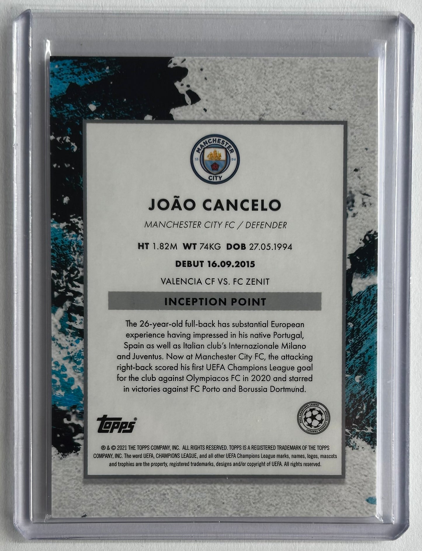 2020-21 Topps Inception UCL - JOAO CANCELO (MAN CITY) Star Quality