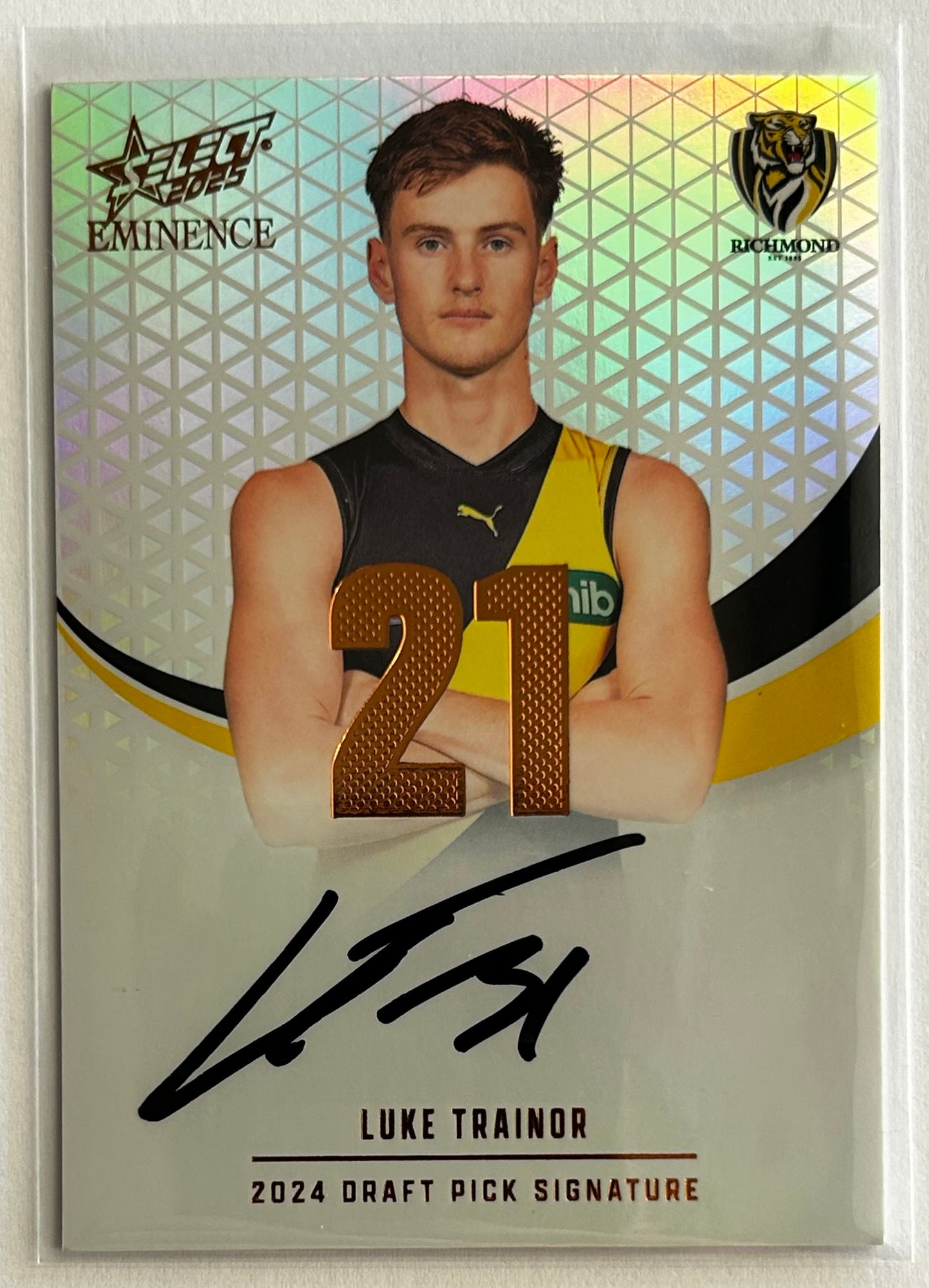 2025 AFL Select Eminence - LUKE TRAINOR (RICHMOND TIGERS) Draft Pick Signature Copper /195 DPSC21