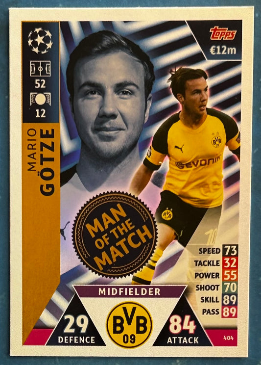 Topps Match Attax UEFA Champions League 2018-19 - MARIO GOTZE (BORUSSIA DORTMUND) Man of the Match Foil Insert #404