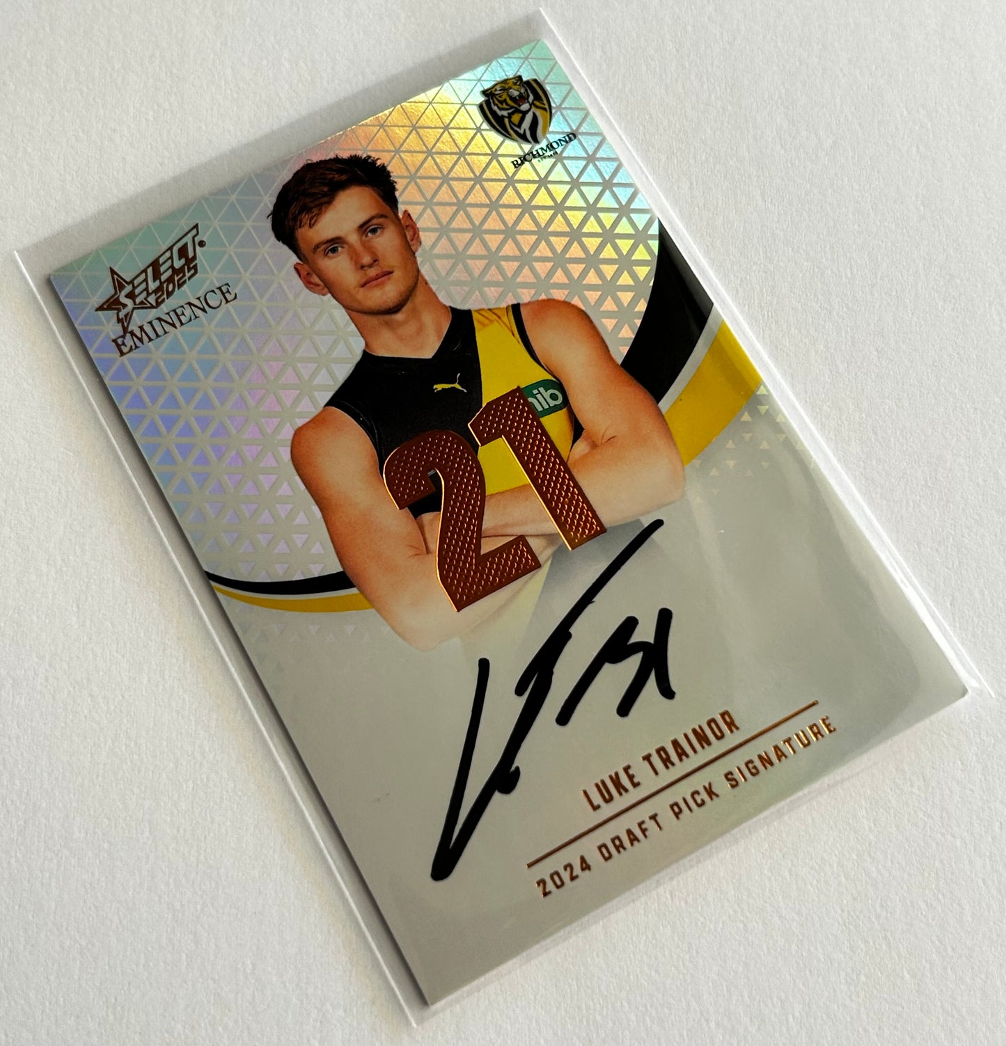 2025 AFL Select Eminence - LUKE TRAINOR (RICHMOND TIGERS) Draft Pick Signature Copper /195 DPSC21
