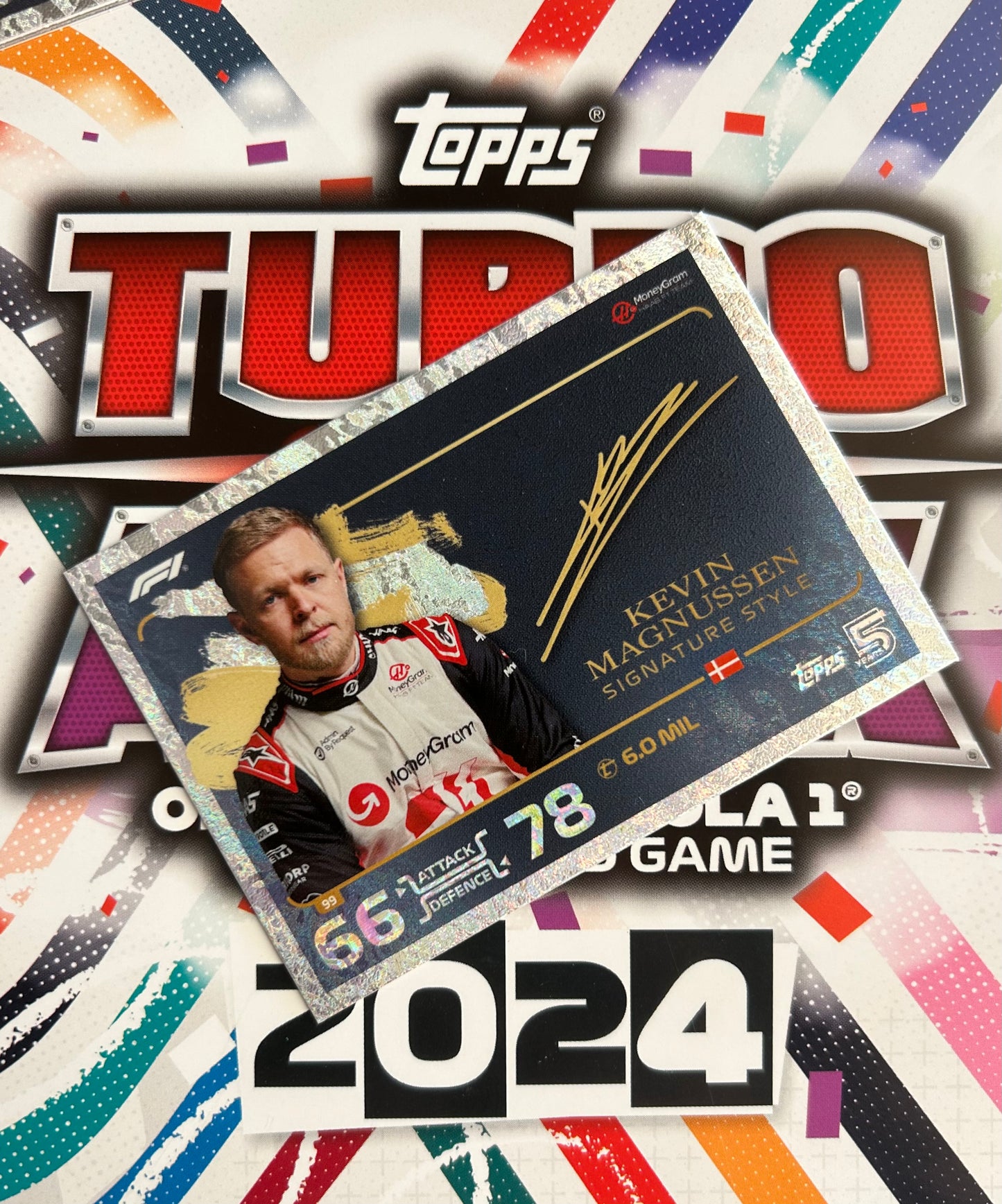 Topps F1 Turbo Attax 2024 - KEVIN MAGNUSSEN (HAAS F1 TEAM) Signature Style Holo Foil #99