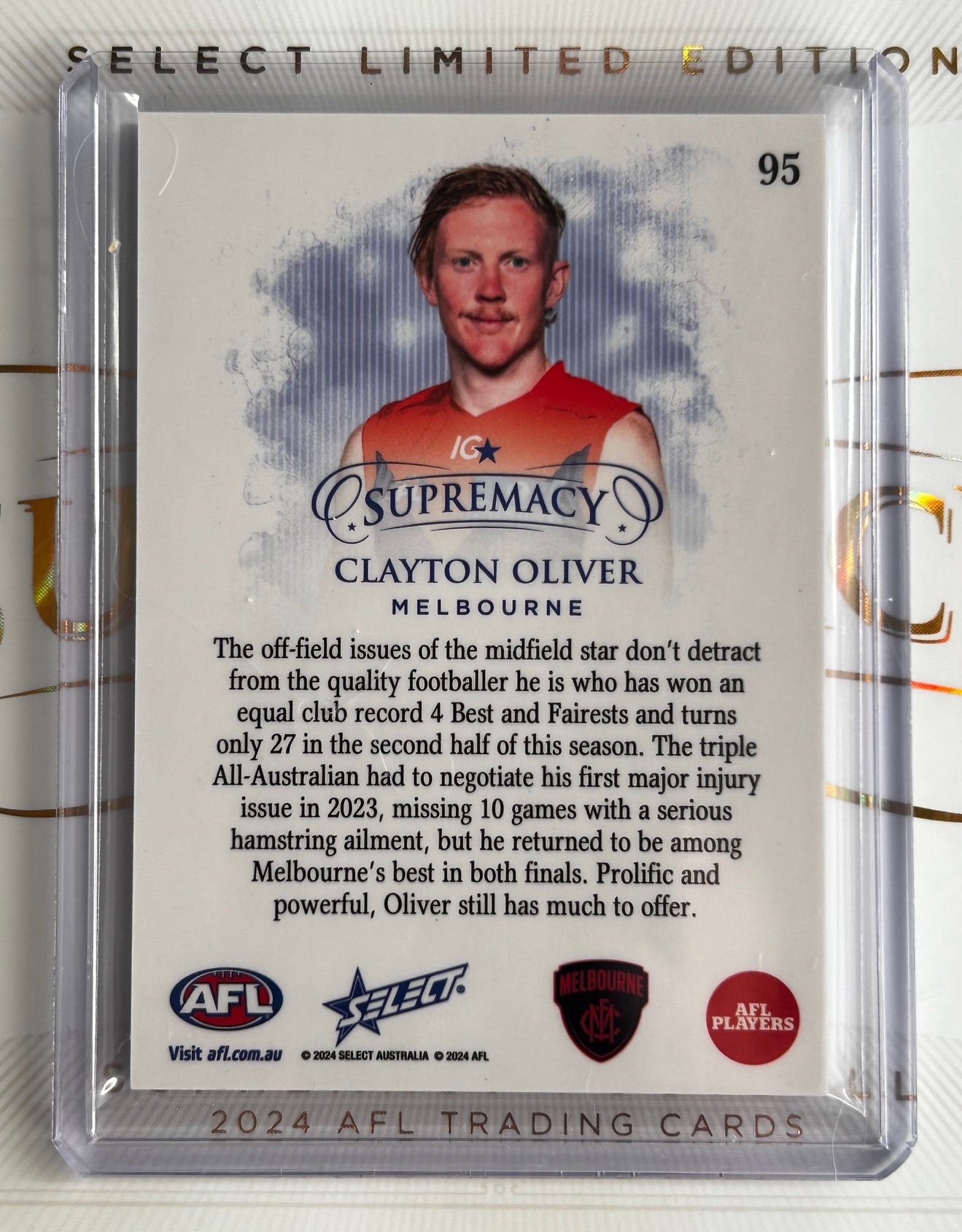 2024 AFL Select Supremacy - CLAYTON OLIVER (MELBOURNE) Blue Portrait /65 #95