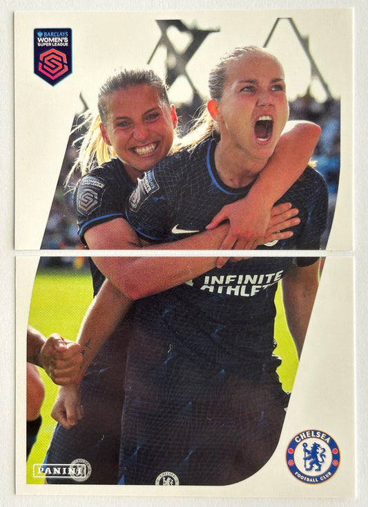 Panini Barclays Women's Super League 2024 - CHELSEA TEAM TRIUMPH Stickers #306 & #307