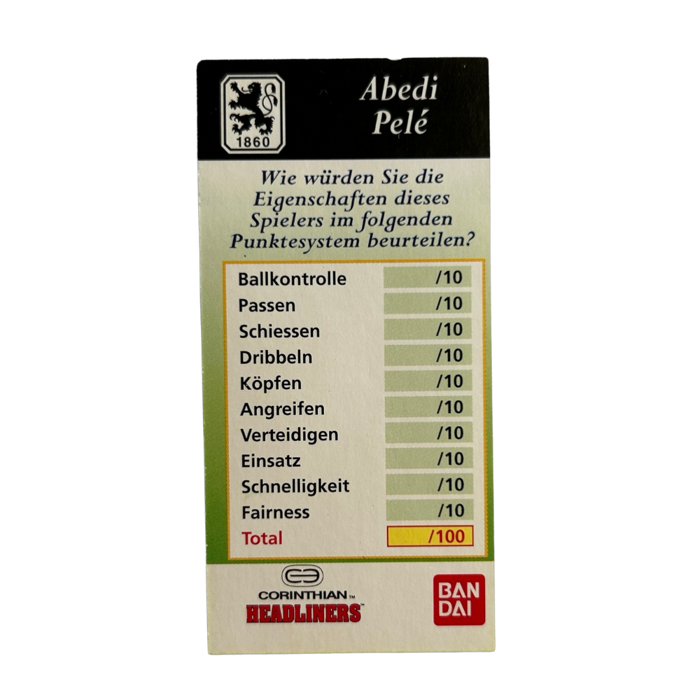 Corinthian Headliners - ABEDI PELE (TSV Munchen 1860) Collector Card GER058