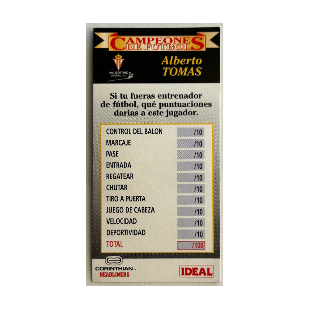 Corinthian Headliners - ALBERTO TOMAS (Sporting Gijon) Collector Card SP013