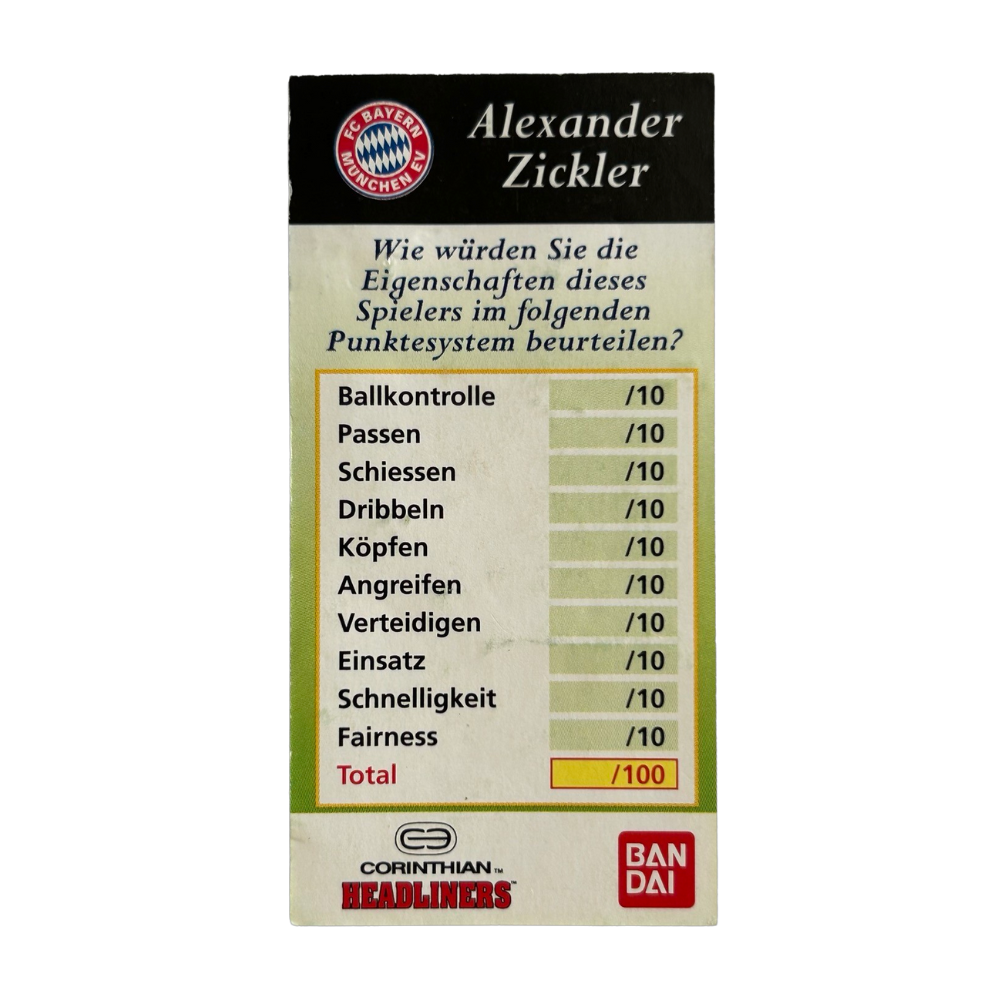 Corinthian Headliners - ALEXANDER ZICKLER (Bayern Munich) Collector Card GER012