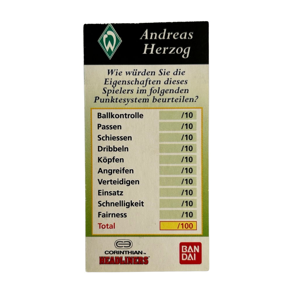 Corinthian Headliners - ANDREAS HERZOG (Werder Bremen) Collector Card GER039
