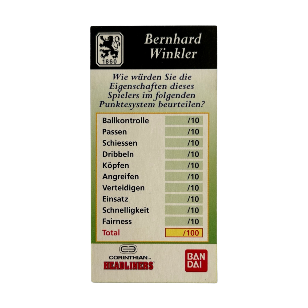 Corinthian Headliners - BERNHARD WINKLER (TSV Munchen 1860) Collector Card GER057